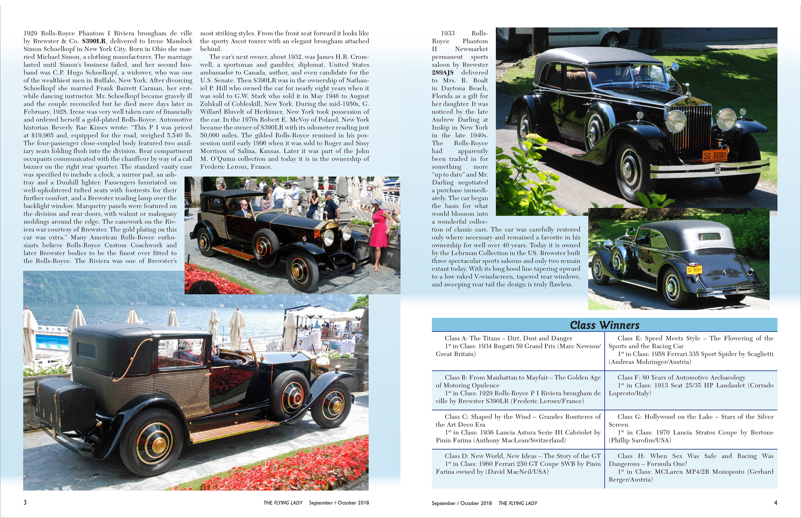 spread from magazine showing cars at a car show